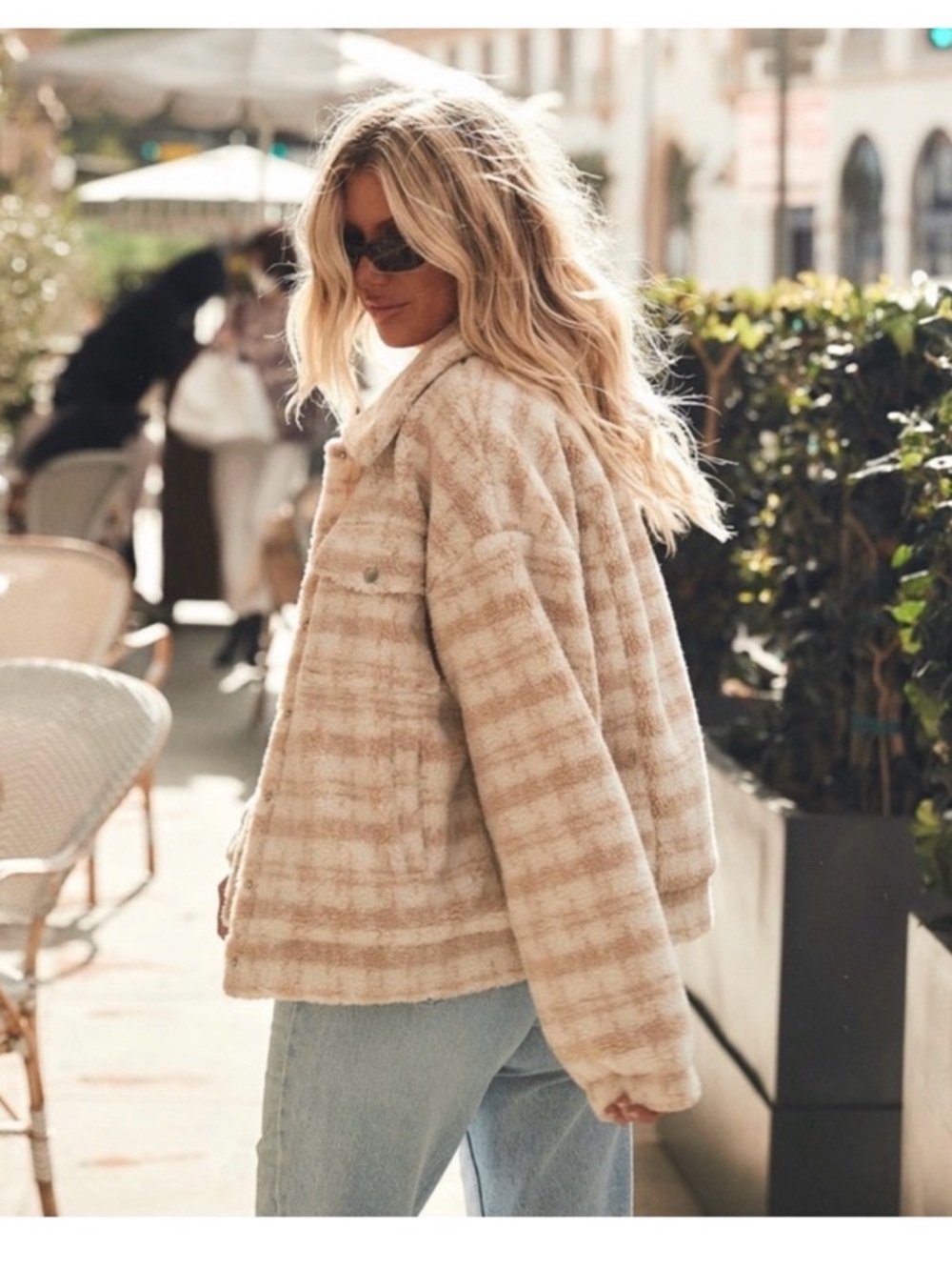 12th Tribe Upstate Beige Teddy Sherpa Jacket - Picture 3 of 5